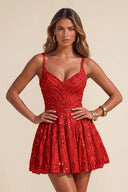 Piper Sequin A-line Mini Homecoming Dress