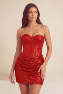 Cleopatra Sequin Strapless Corset Mini Party Dress