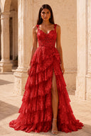 Valeria Lace Tiered Corset Prom Gown
