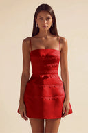 Ivy Satin Tiered Lace Mini Dress