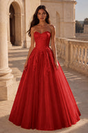 Liora Glitter Tulle Strapless Prom Gown