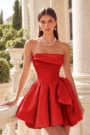 Marigold Strapless Satin Mini Homecoming Dress