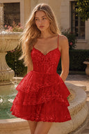 Seraphina Lace Tiered Ruffle Homecoming Dress