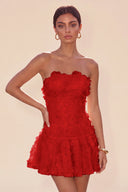 Seraphina 3D Floral Strapless Ruffle Mini Dress