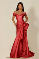 Aurora Textured Metallic Mermaid Evening Party Dress