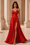 Clara Satin Spaghetti Strap Prom Dress