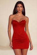 Athena Strapless Satin Corset Mini Dress