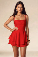 Seraphina Satin Layered Mini Homecoming Dress