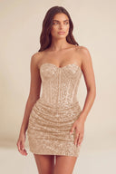 Cleopatra Sequin Strapless Corset Mini Party Dress