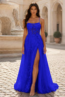 Rosalind Spaghetti Strap Floral Tulle Prom Gown