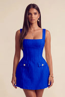 Thea Tweed Corset Square Neck Mini Party Dress