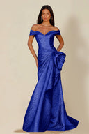 Aurora Textured Metallic Mermaid Evening Party Dress
