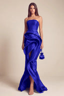 Celestia Mermaid Ruffle High Front Slit Maxi Dress