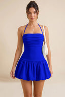 Hattie Halter Ruched Bubble Hem Mini Dress