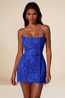 Aurora Beaded Fringe Strapless Corset Mini Party Dress