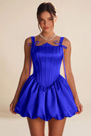 Marigold Satin Bow Strap Corset Mini Party Dress