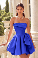 Marigold Strapless Satin Mini Homecoming Dress