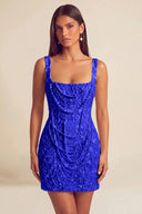 Valeria Square Neck Beaded Lace Mini Dress