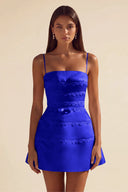 Ivy Satin Tiered Lace Mini Dress
