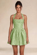 Celestina Jacquard Halter Corset Mini Dress