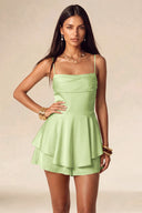 Seraphina Satin Layered Mini Homecoming Dress