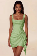 Liora Cowl Neck Corset Asymmetrical Mini Dress