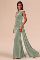 Amara Ruched One-Shoulder Velvet Bridesmaid Dress