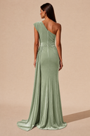 Amara Ruched One-Shoulder Velvet Bridesmaid Dress
