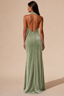 Colette Velvet Halter Backless Bridesmaid Dress