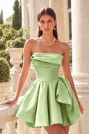 Marigold Strapless Satin Mini Homecoming Dress