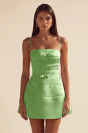 Ivy Satin Tiered Lace Mini Dress