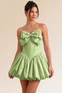 Primrose Bow Strapless Corset Bubble Mini Dress