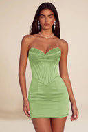 Athena Strapless Satin Corset Mini Dress