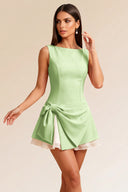 Loveland Boat Neck Bow Mini Dress