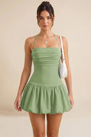 Hattie Halter Ruched Bubble Hem Mini Dress