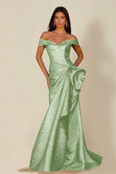 Aurora Textured Metallic Mermaid Evening Party Dress