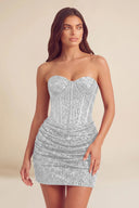 Cleopatra Sequin Strapless Corset Mini Party Dress