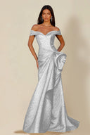 Aurora Textured Metallic Mermaid Evening Party Dress
