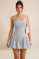 Hattie Halter Ruched Bubble Hem Mini Dress