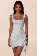 Liora Cowl Neck Corset Asymmetrical Mini Dress