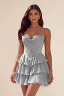 Ivy Strapless Corset Tiered Ruffle Mini Dress