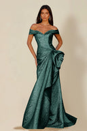 Aurora Textured Metallic Mermaid Evening Party Dress