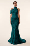 Lucinda High‑Neck Beaded Mermaid Gown