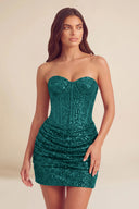 Cleopatra Sequin Strapless Corset Mini Party Dress