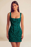 Valeria Square Neck Beaded Lace Mini Dress