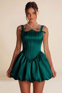 Marigold Satin Bow Strap Corset Mini Party Dress
