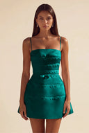 Ivy Satin Tiered Lace Mini Dress