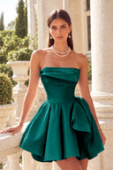 Marigold Strapless Satin Mini Homecoming Dress