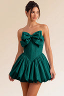 Primrose Bow Strapless Corset Bubble Mini Dress