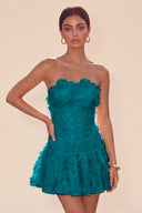 Seraphina 3D Floral Strapless Ruffle Mini Dress